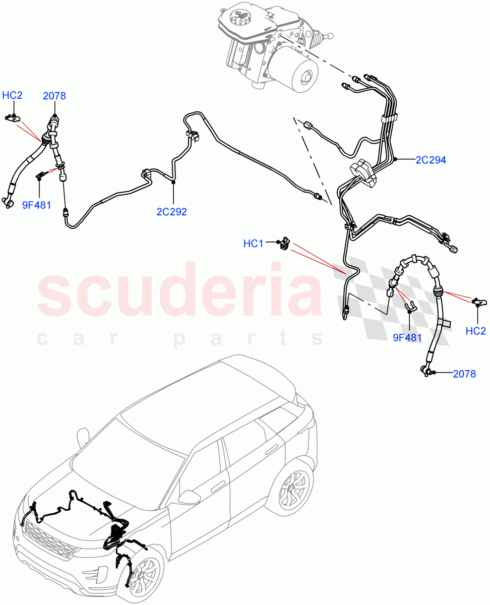 Front Brake Pipes(LHD,Halewood (UK),Electric Engine Battery-MHEV,Less Electric Engine Battery)((V)FROMMH000001) of Land Rover Land Rover Range Rover Evoque (2019+) [1.5 I3 Turbo Petrol AJ20P3]