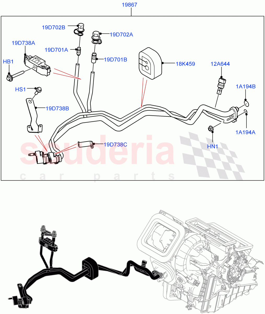 Air Conditioning System(Itatiaia (Brazil),Air Conditioning Refrigerant-R134A) of Land Rover Land Rover Range Rover Evoque (2019+) [1.5 I3 Turbo Petrol AJ20P3]