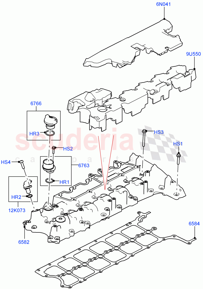 Cylinder Head Cover (3.0L AJ20D6 Diesel High) ((V) FROMLA000001) of Land Rover Land Rover Range Rover Sport (2014+) [3.0 I6 Turbo Diesel AJ20D6]