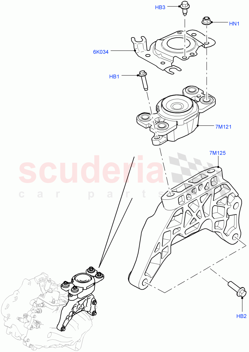 Transmission Mounting(2.2L CR DI 16V Diesel,6 Speed Manual Trans M66 - AWD,Halewood (UK)) of Land Rover Land Rover Discovery Sport (2015+) [1.5 I3 Turbo Petrol AJ20P3]