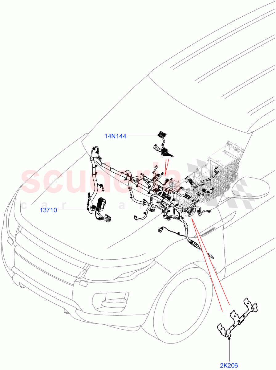 Electrical Wiring - Engine And Dash (Facia) (3 Door, Halewood (UK), 5 Door) ((V) TOGH999999) of Land Rover Land Rover Range Rover Evoque (2012-2018) [2.0 Turbo Petrol GTDI]