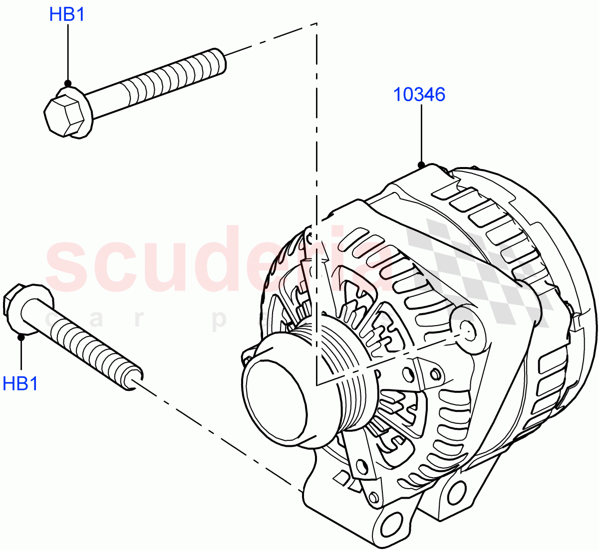 Alternator And Mountings (3.0 V6 D Gen2 Twin Turbo) of Land Rover Land Rover Range Rover Velar (2017+) [3.0 DOHC GDI SC V6 Petrol]