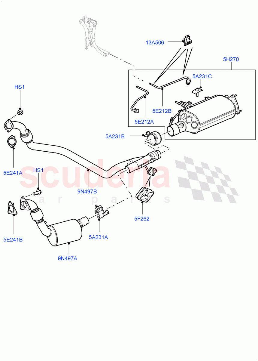 Front Exhaust System (3.0 V6 Diesel, Proconve L6 Emissions, Stage V Plus DPF, L6 Diesel Emissions) ((V) FROMAA000001) of Land Rover Land Rover Discovery 4 (2010-2016) [3.0 Diesel 24V DOHC TC]