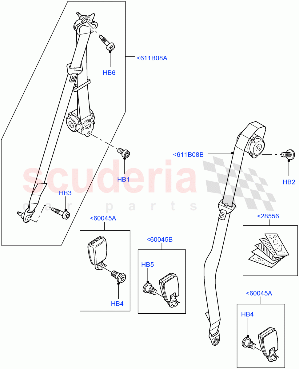 Rear Seat Belts(With 35/30/35 Split Fold Rear Seat)((V)FROMAA000001) of Land Rover Land Rover Discovery 4 (2010-2016) [2.7 Diesel V6]