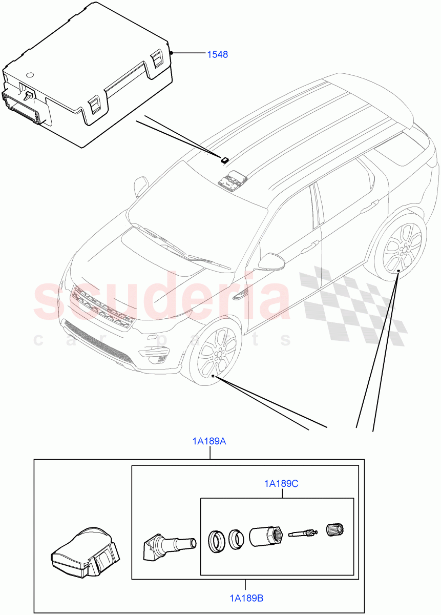 Tyre Pressure Monitor System(Halewood (UK),With Tyre Pressure Sensors)((V)TOMH887585) of Land Rover Land Rover Discovery Sport (2015+) [2.0 Turbo Petrol AJ200P]