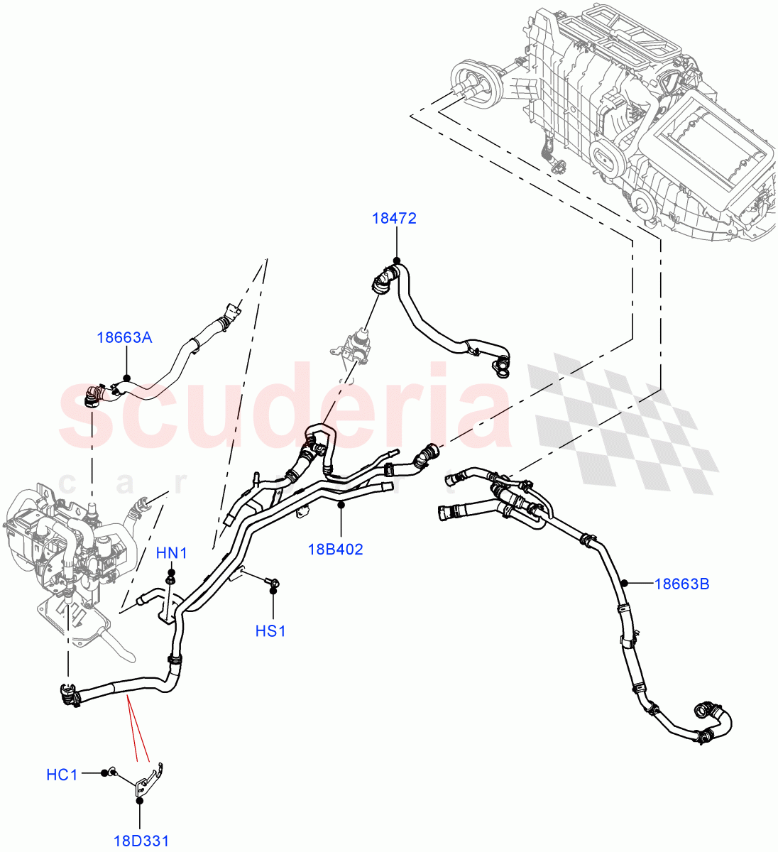 Heater Hoses (3.0L AJ20P6 Petrol High, Fuel Heater W/Pk Heat With Remote) ((V) FROMMA000001) of Land Rover Land Rover Range Rover Velar (2017+) [2.0 Turbo Petrol AJ200P]