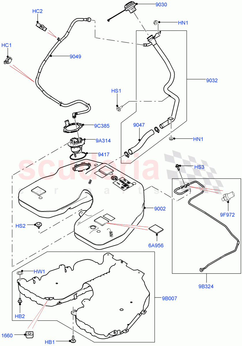 Fuel Tank & Related Parts (3.0L DOHC GDI SC V6 PETROL) of Land Rover Land Rover Range Rover (2012-2021) [3.0 DOHC GDI SC V6 Petrol]