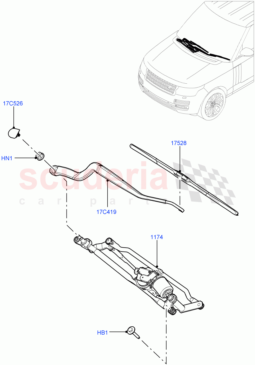 Windscreen Wiper of Land Rover Land Rover Range Rover (2012-2021) [2.0 Turbo Petrol AJ200P]