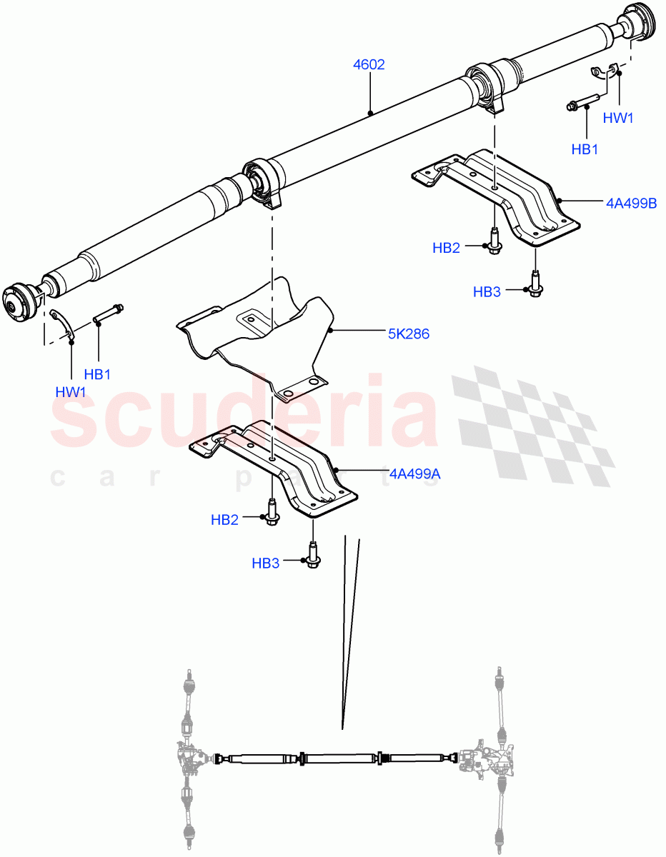 Drive Shaft - Rear Axle Drive (Propshaft) (Halewood (UK), Dynamic Driveline) ((V) FROMEH000001, (V) TOFH999999) of Land Rover Land Rover Range Rover Evoque (2012-2018) [2.2 Single Turbo Diesel]
