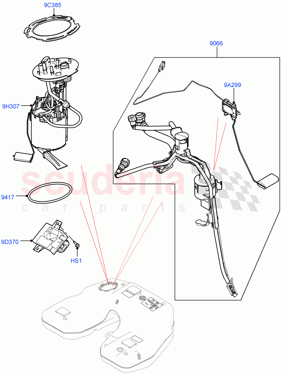 Fuel Pump And Sender Unit(2.0L I4 High DOHC AJ200 Petrol)((V)FROMJA000001) of Land Rover Land Rover Range Rover Sport (2014+) [2.0 Turbo Petrol AJ200P]