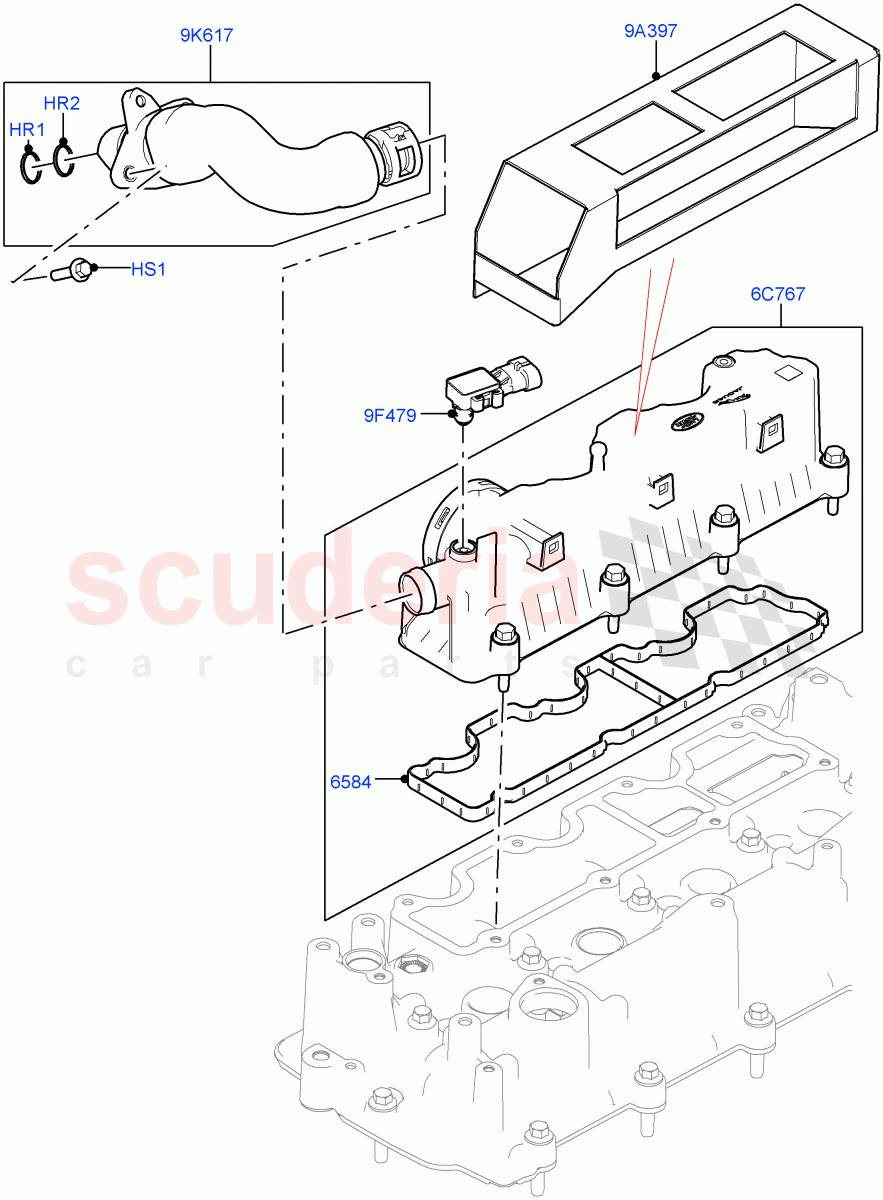 Emission Control - Crankcase (2.0L I4 DSL HIGH DOHC AJ200, 2.0L I4 DSL MID DOHC AJ200) ((V) FROMHA000001) of Land Rover Land Rover Range Rover Velar (2017+) [2.0 Turbo Diesel]