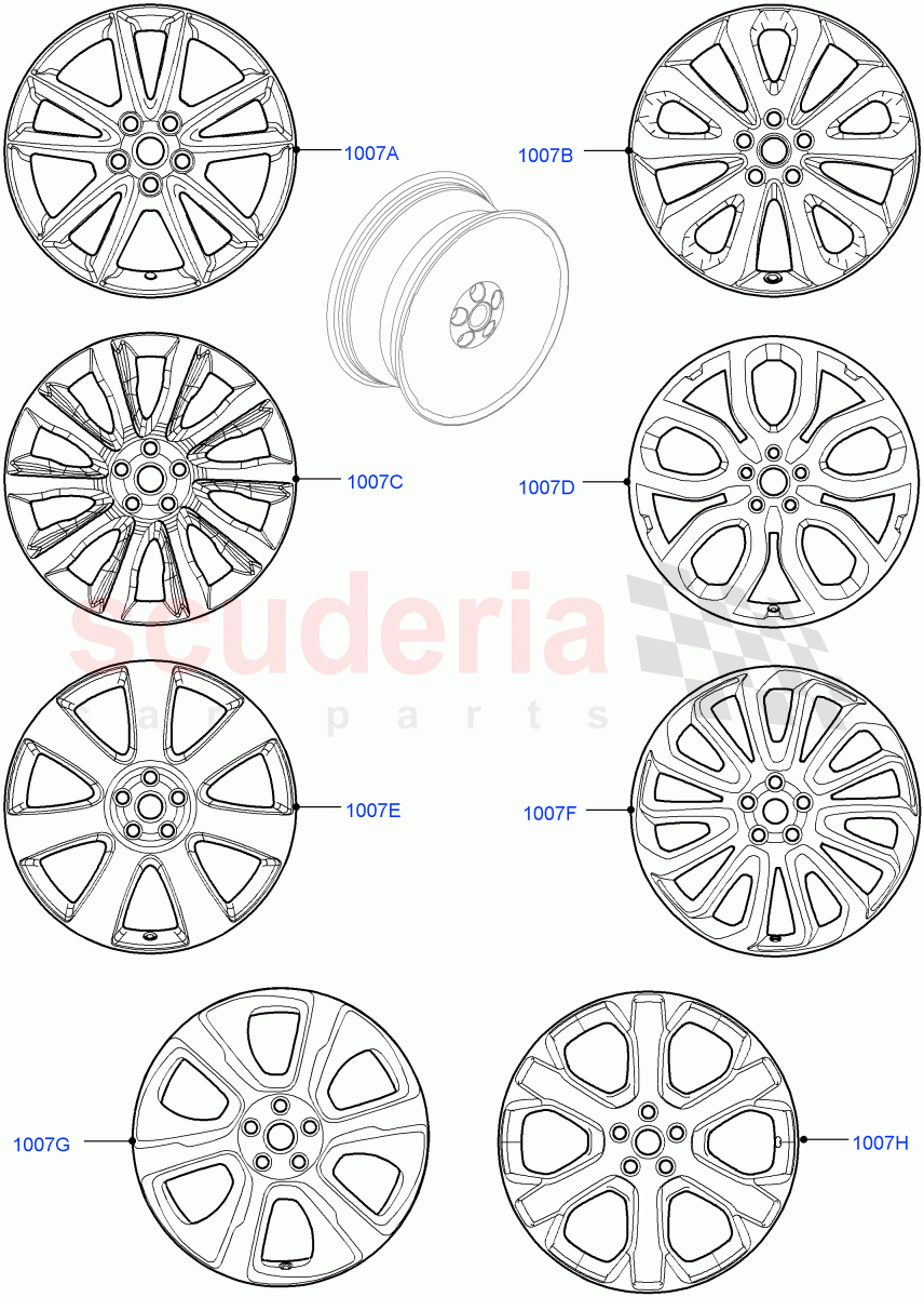 Wheels (Version - Core, Less Version Package) of Land Rover Land Rover Range Rover (2012-2021) [3.0 I6 Turbo Diesel AJ20D6]