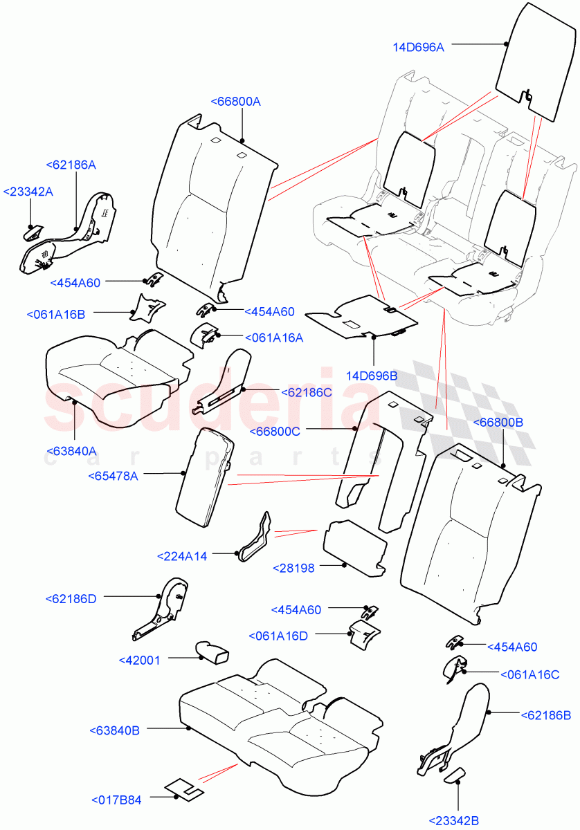 Rear Seat Pads/Valances & Heating (Changsu (China), 60/40 Load Through With Slide, With 60/40 Manual Fold Thru Rr Seat) ((V) FROMFG000001) of Land Rover Land Rover Discovery Sport (2015+) [2.0 Turbo Petrol AJ200P]
