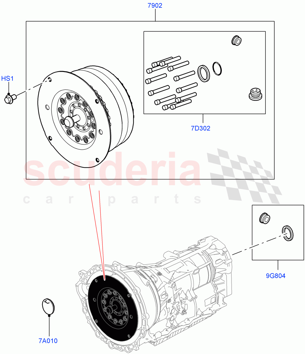 Converter (Nitra Plant Build) (2.0L I4 DSL HIGH DOHC AJ200, 8 Speed Auto Trans ZF 8HP70 4WD, 5.0 Petrol AJ133 DOHC CDA) ((V) FROMK2000001) of Land Rover Land Rover Discovery 5 (2017+) [3.0 Diesel 24V DOHC TC]