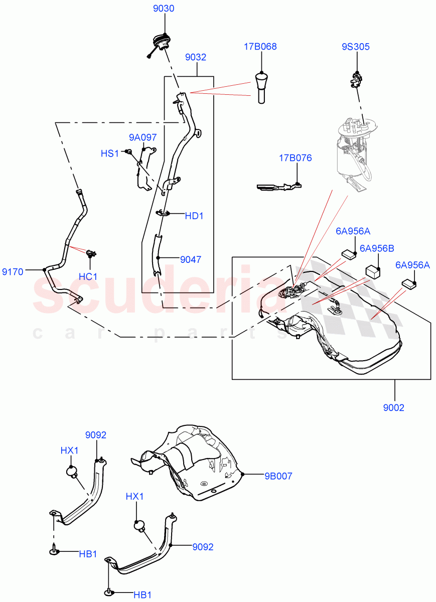 Fuel Tank & Related Parts (2.0L AJ21D4 Diesel Mid, Halewood (UK)) ((V) FROMMH000001) of Land Rover Land Rover Range Rover Evoque (2019+) [2.0 Turbo Diesel AJ21D4]