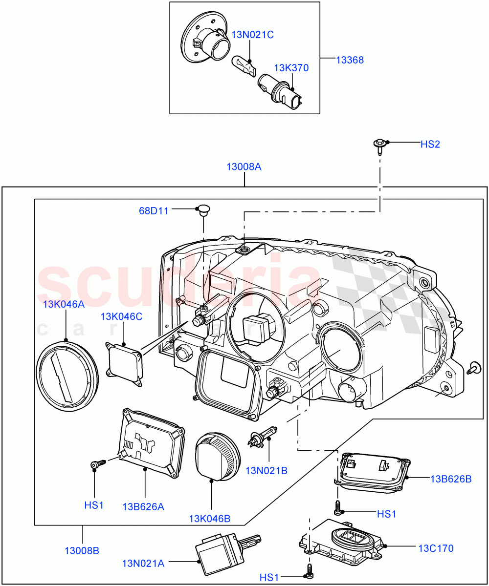 Headlamps And Front Flasher Lamps ((V) FROMAA000001) of Land Rover Land Rover Range Rover (2010-2012) [3.6 V8 32V DOHC EFI Diesel]