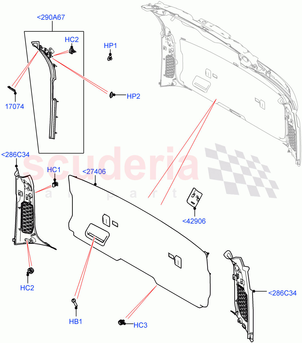 Back Door/Tailgate Trim Panels(Solihull Plant Build)((V)FROMHA000001) of Land Rover Land Rover Discovery 5 (2017+) [2.0 Turbo Petrol AJ200P]