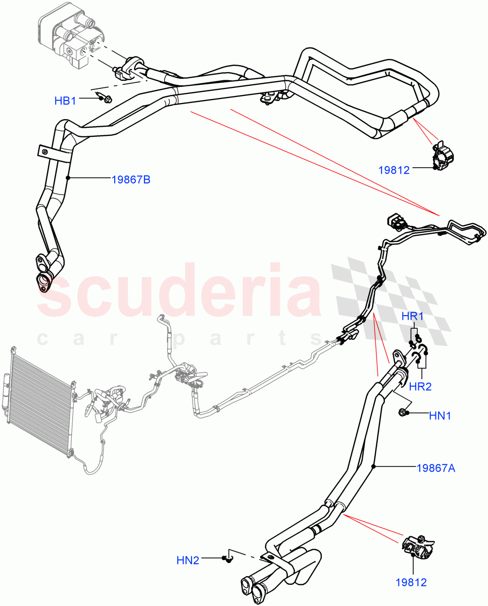 Air Conditioning Condensr/Compressr(Rear)(2 Zone Air Conditioning - Hybrid,Air Conditioning Hybrid-Front/Rear)((V)FROMJA000001,(V)TOJA999999) of Land Rover Land Rover Range Rover Sport (2014+) [2.0 Turbo Petrol AJ200P]