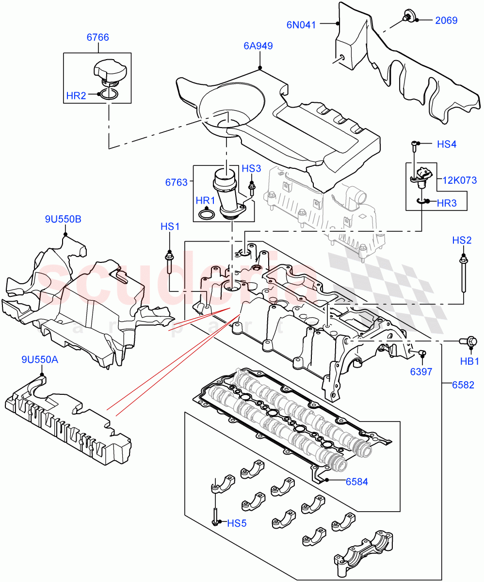 Cylinder Head Cover (2.0L AJ20D4 Diesel Mid PTA, Halewood (UK), 2.0L AJ20D4 Diesel LF PTA, 2.0L AJ20D4 Diesel High PTA) of Land Rover Land Rover Range Rover Evoque (2019+) [2.0 Turbo Diesel]