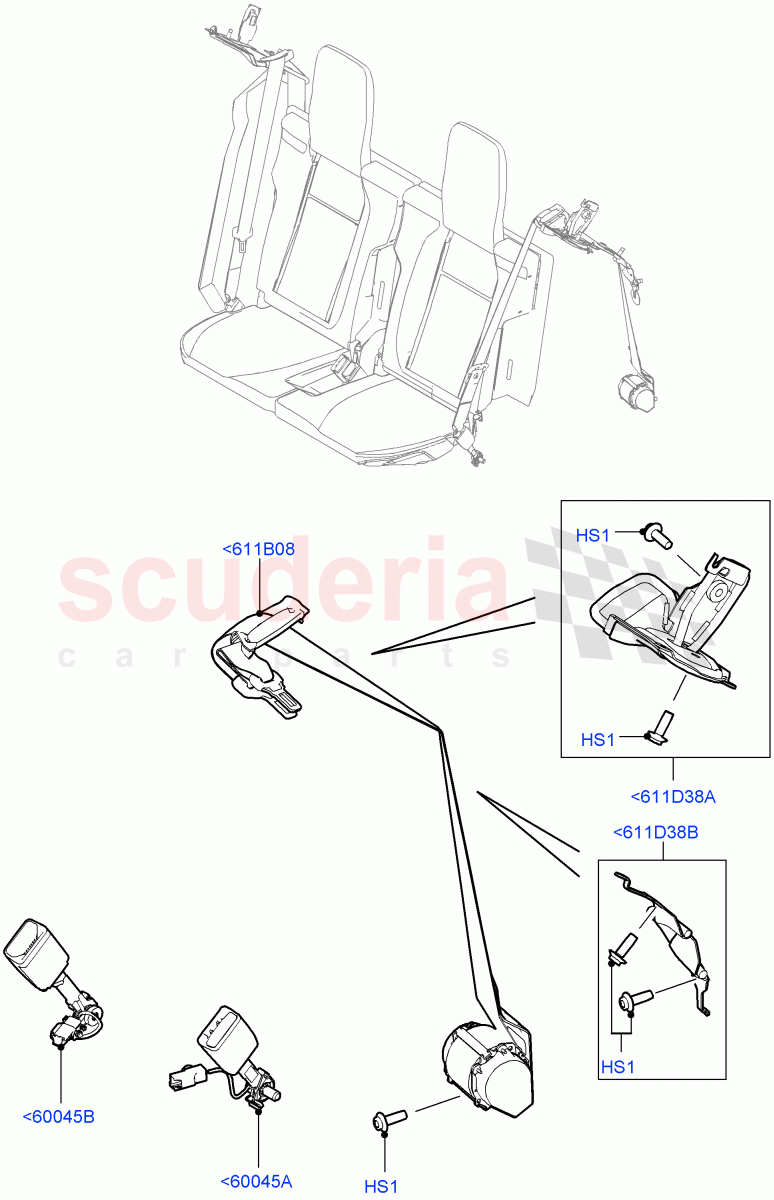 Rear Seat Belts(With 7 Seat Configuration) of Land Rover Land Rover Range Rover Sport (2014+) [3.0 DOHC GDI SC V6 Petrol]