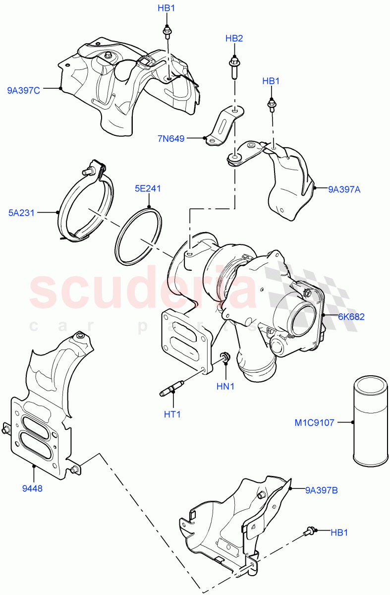 Turbocharger (2.0L AJ20P4 Petrol Mid PTA, Halewood (UK), 2.0L AJ20P4 Petrol E100 PTA, 2.0L AJ20P4 Petrol High PTA) of Land Rover Land Rover Discovery Sport (2015+) [2.0 Turbo Petrol AJ200P]