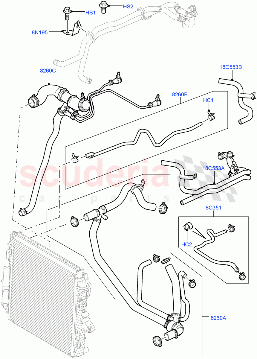 Cooling System Pipes And Hoses(Cologne V6 4.0 EFI (SOHC))((V)FROMAA000001) of Land Rover Land Rover Discovery 4 (2010-2016) [4.0 Petrol V6]