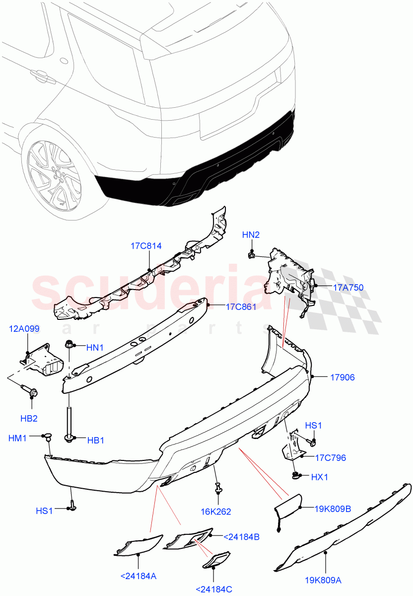 Rear Bumper(Nitra Plant Build)((V)FROMK2000001,(V)TOL2999999) of Land Rover Land Rover Discovery 5 (2017+) [3.0 I6 Turbo Diesel AJ20D6]