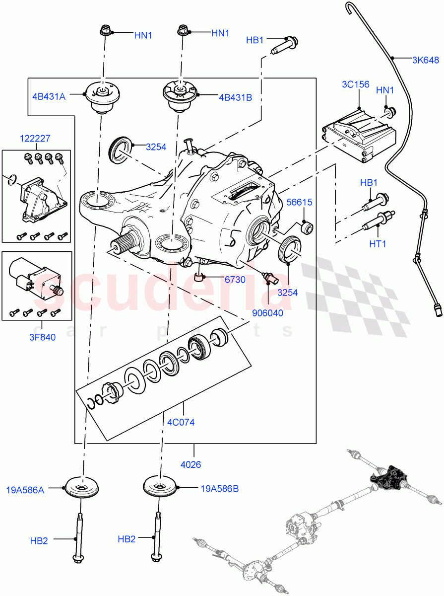 Rear Axle(With Petrol Engines,8 Speed Auto Trans ZF 8HP45,Torque Vectoring By Braking (TVBB),8 Speed Auto Trans ZF 8HP70 4WD,4.4L DOHC DITC V8 Diesel,3.0 V6 Diesel)((V)TOGA999999) of Land Rover Land Rover Range Rover Sport (2014+) [3.0 I6 Turbo Diesel AJ20D6]