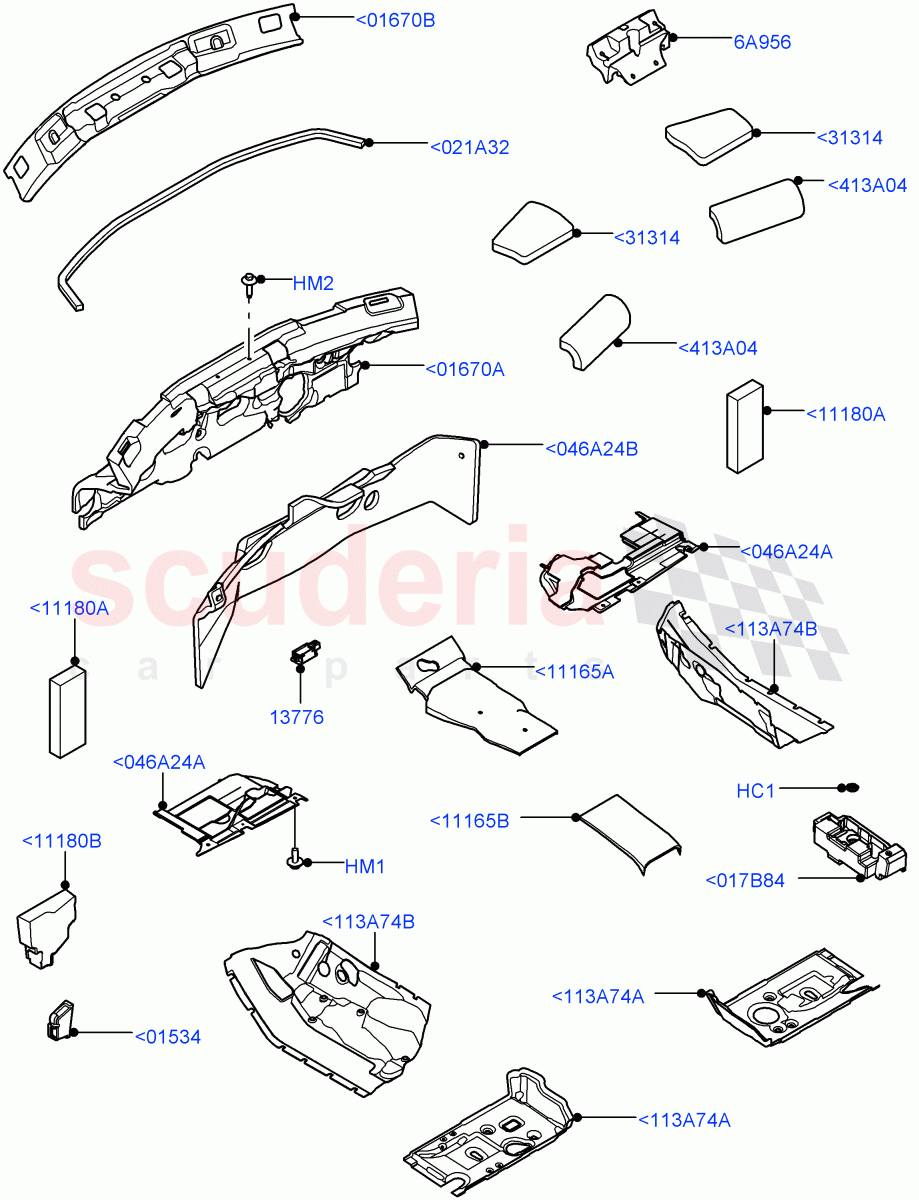 Insulators - Front (Passenger Compartment) of Land Rover Land Rover Range Rover Velar (2017+) [3.0 I6 Turbo Diesel AJ20D6]