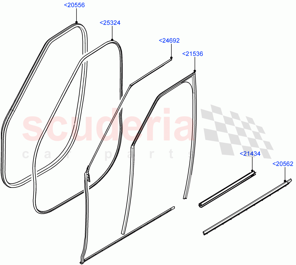 Front Doors, Hinges & Weatherstrips(Seal, Weatherstrips And Seals) of Land Rover Land Rover Range Rover (2022+) [3.0 I6 Turbo Diesel AJ20D6]