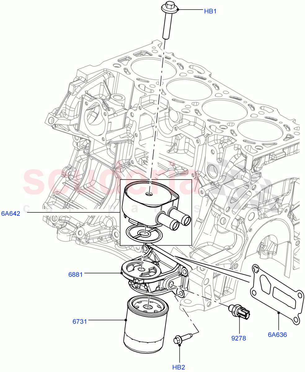 Oil Cooler And Filter (2.0L 16V TIVCT T/C 240PS Petrol) of Land Rover Land Rover Range Rover Sport (2014+) [2.0 Turbo Petrol GTDI]