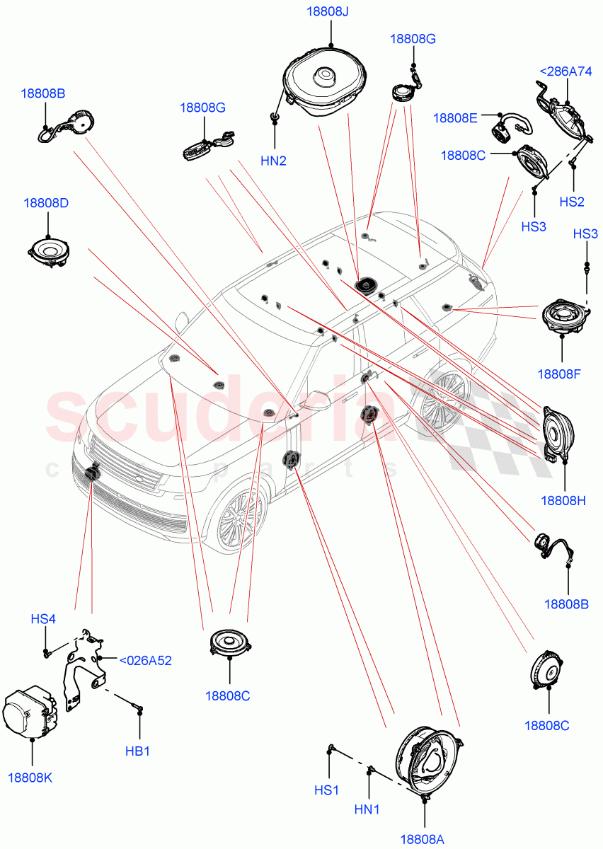 Speakers (Super Premium Audio 2500 W) of Land Rover Land Rover Range Rover (2022+) [4.4 V8 Turbo Petrol NC10]