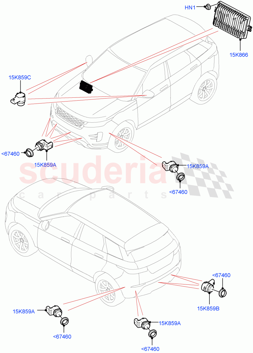 Parking Distance Control (Halewood (UK)) ((V) FROMMH000001) of Land Rover Land Rover Range Rover Evoque (2019+) [2.0 Turbo Diesel]