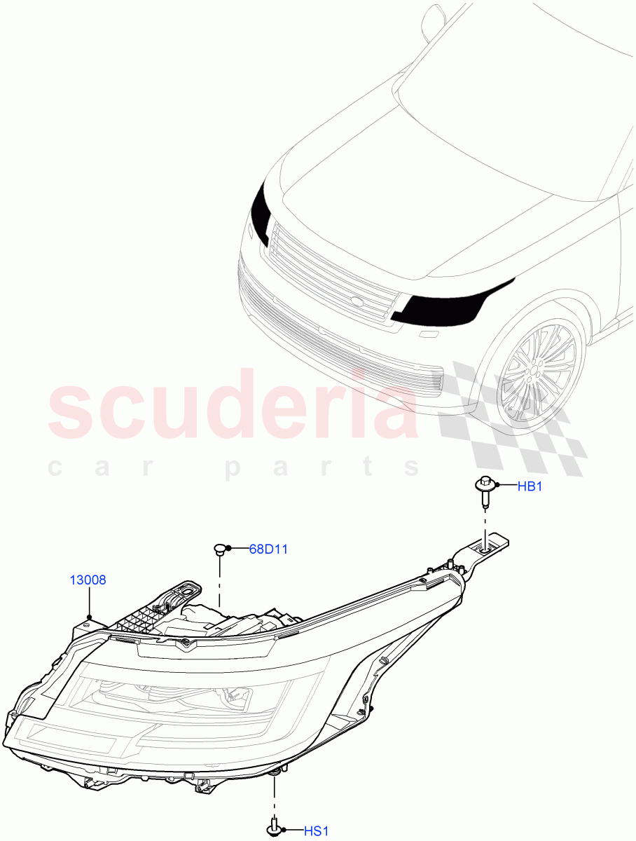 Headlamps And Front Flasher Lamps of Land Rover Land Rover Range Rover (2022+) [3.0 I6 Turbo Diesel AJ20D6]