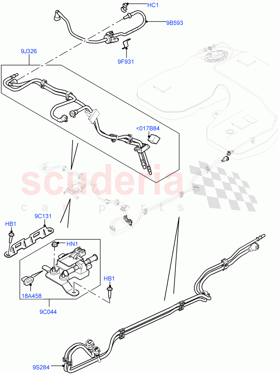 Fuel Lines (Front) (5.0L OHC SGDI SC V8 Petrol - AJ133, (+) "KOR", Flex Fuel - E100, (+) "CDN/USA") ((V) FROMEA000001) of Land Rover Land Rover Range Rover (2012-2021) [5.0 OHC SGDI SC V8 Petrol]