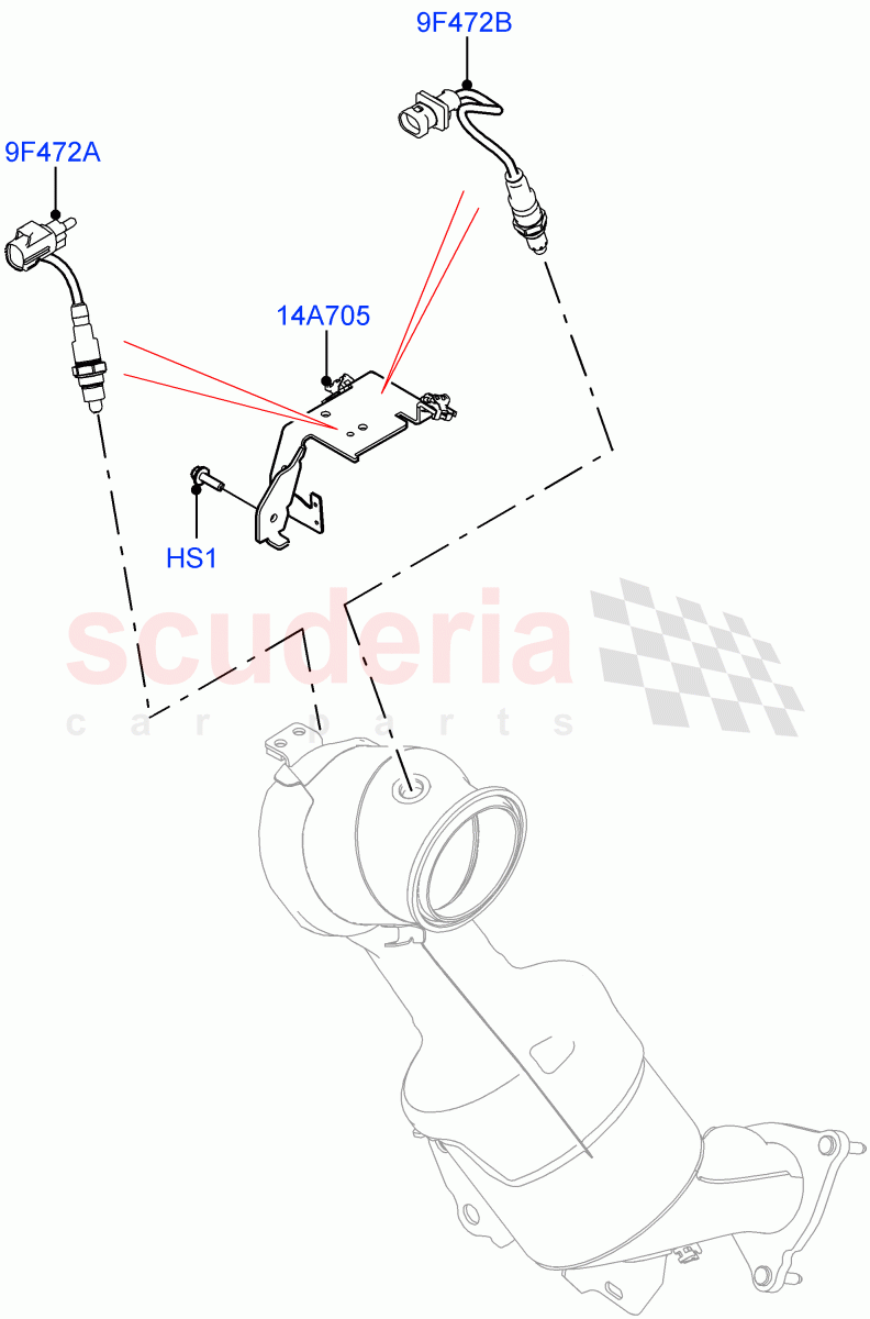 Exhaust Sensors And Modules (2.0L AJ20P4 Petrol E100 PTA, Euro Stage 4 Emissions, Halewood (UK), 2.0L AJ20P4 Petrol Mid PTA, EU6 Emissions, 2.0L AJ20P4 Petrol High PTA, Stage V European Emissions, EU2, Proconve L6 Emissions) of Land Rover Land Rover Discovery Sport (2015+) [2.0 Turbo Petrol AJ200P]