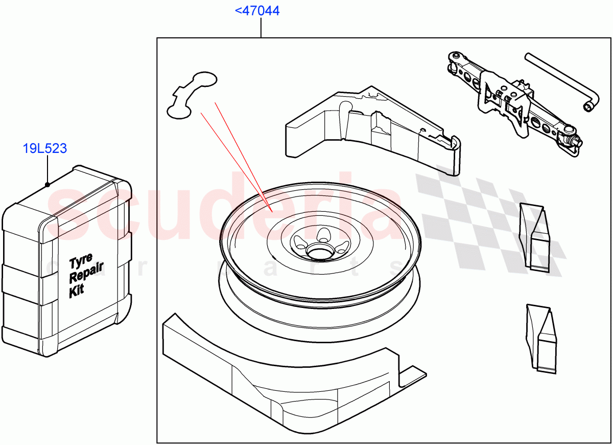 Accessory Wheels(Tyre Repair Kit, Spare wheel kit)(Itatiaia (Brazil)) of Land Rover Land Rover Range Rover Evoque (2019+) [2.0 Turbo Diesel AJ21D4]