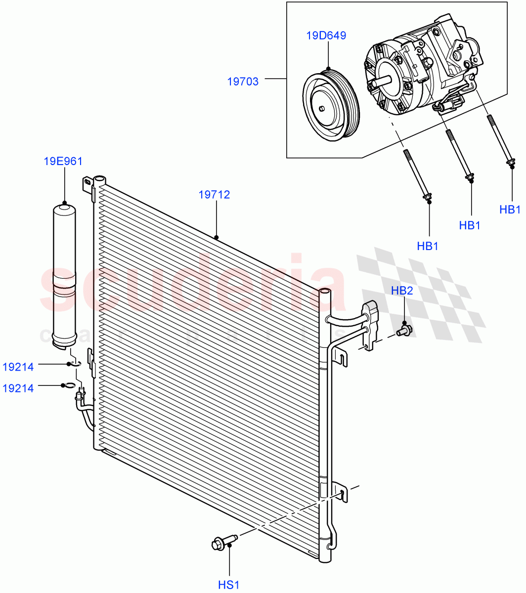 Air Conditioning Condensr/Compressr (Cologne V6 4.0 EFI (SOHC)) ((V) FROMAA000001) of Land Rover Land Rover Discovery 4 (2010-2016) [2.7 Diesel V6]