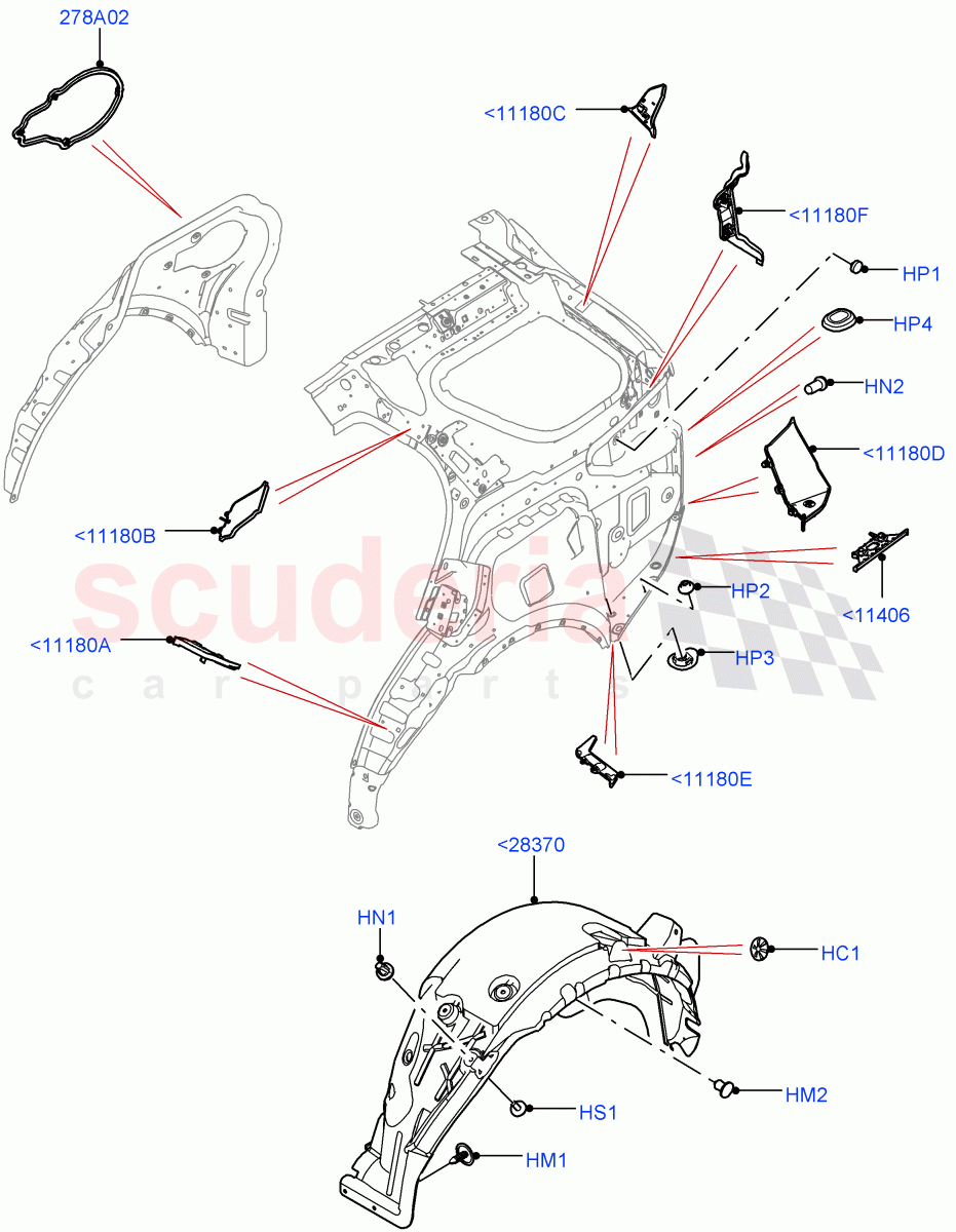 Side Panels - Inner(Solihull Plant Build, Wheelarch)((V)FROMHA000001) of Land Rover Land Rover Discovery 5 (2017+) [2.0 Turbo Petrol AJ200P]