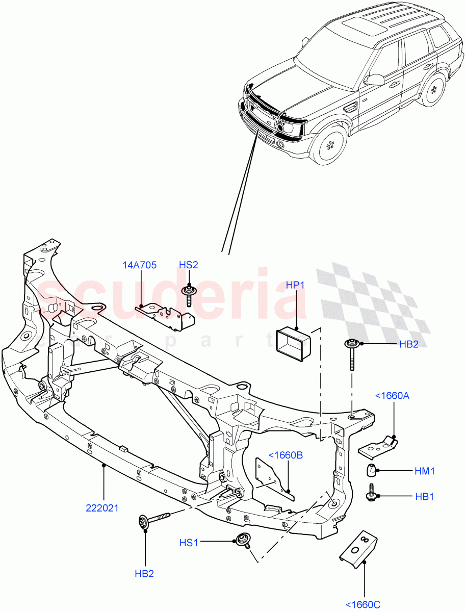 Front Panels, Aprons & Side Members (Front End Carrier) ((V) FROMAA000001) of Land Rover Land Rover Range Rover Sport (2010-2013) [5.0 OHC SGDI NA V8 Petrol]