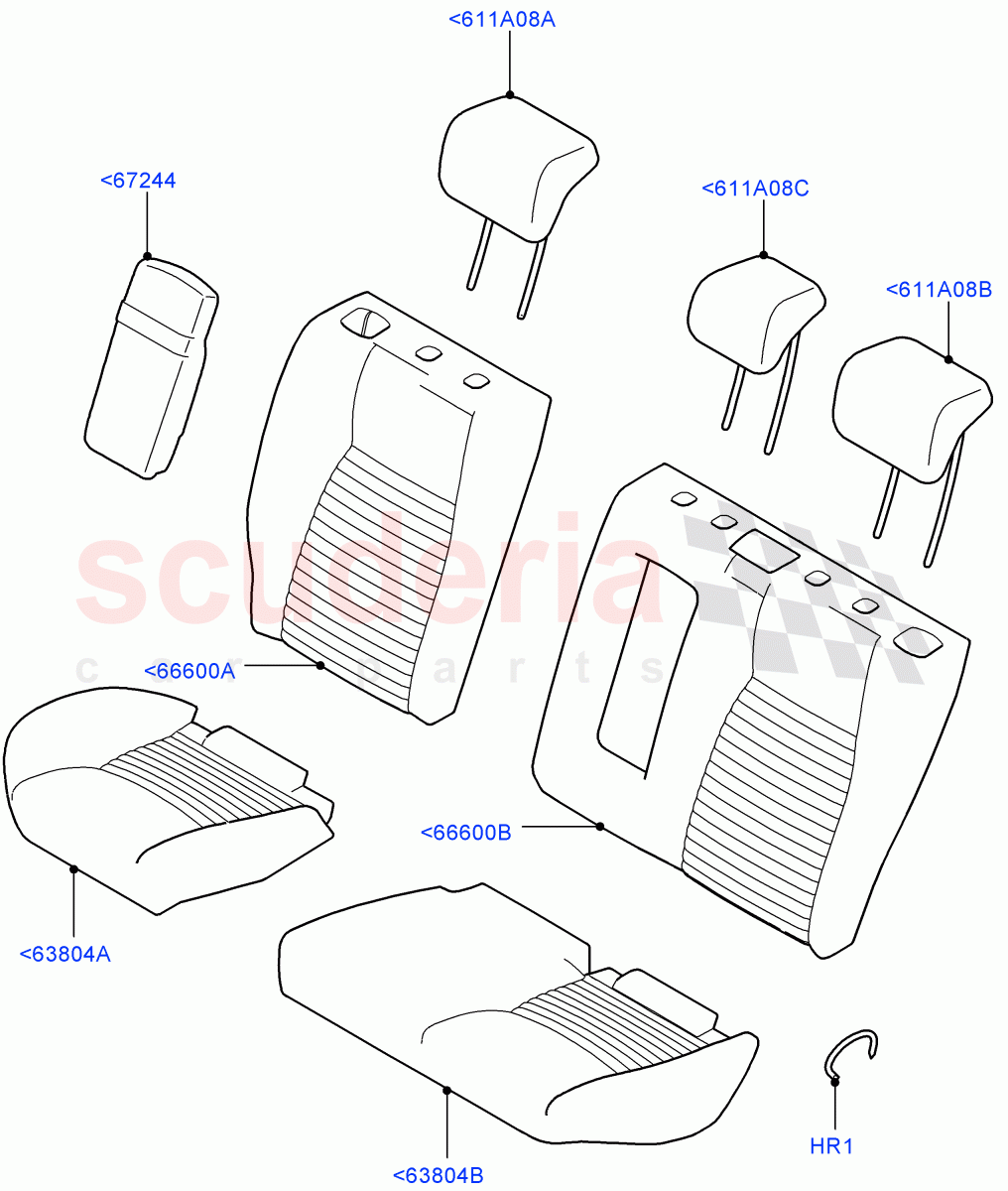 Rear Seat Covers(Taurus Leather Perforated,Halewood (UK),With 60/40 Split - Folding Rr Seat)((V)FROMLH000001) of Land Rover Land Rover Discovery Sport (2015+) [2.0 Turbo Petrol GTDI]