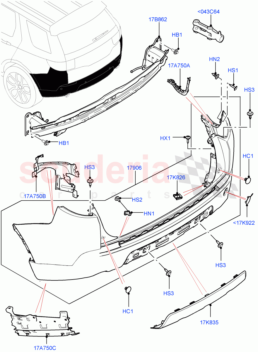 Rear Bumper (Changsu (China), Front Bumper - Painted Body Colour) ((V) FROMFG000001, (V) TOKG446856) of Land Rover Land Rover Discovery Sport (2015+) [2.0 Turbo Petrol GTDI]