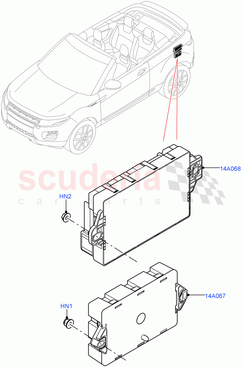 Fuses, Holders And Circuit Breakers (Rear) (2 Door Convertible, Halewood (UK)) ((V) FROMGH000001) of Land Rover Land Rover Range Rover Evoque (2012-2018) [2.0 Turbo Petrol GTDI]