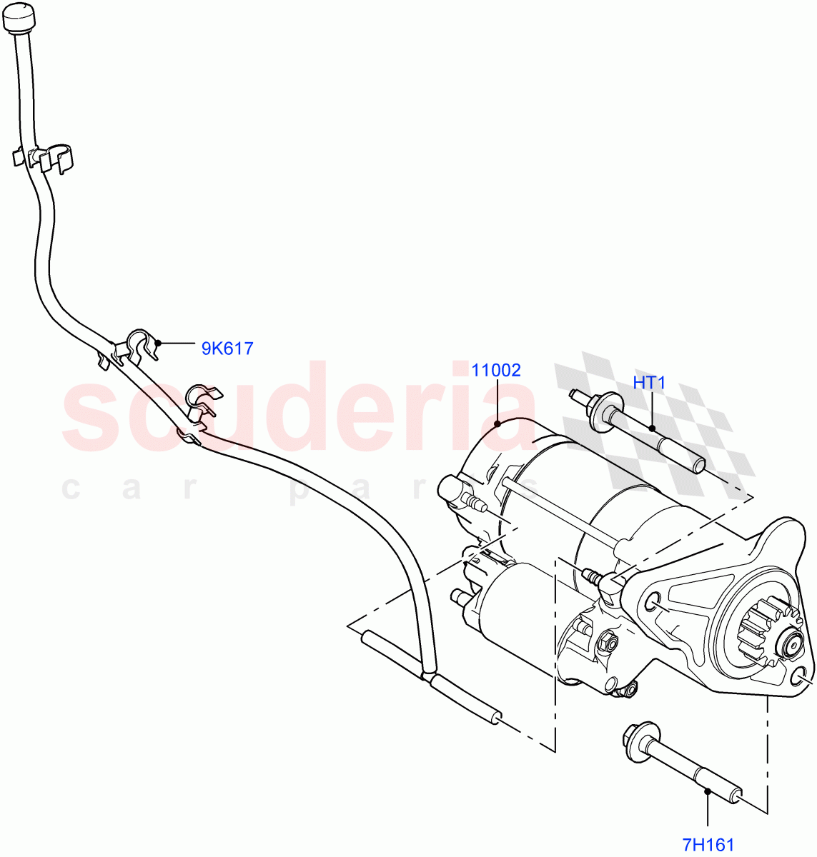 Starter Motor (2.0L I4 Mid DOHC AJ200 Petrol, Itatiaia (Brazil), 2.0L I4 Mid AJ200 Petrol E100) ((V) FROMJT000001) of Land Rover Land Rover Discovery Sport (2015+) [2.0 Turbo Petrol AJ200P]