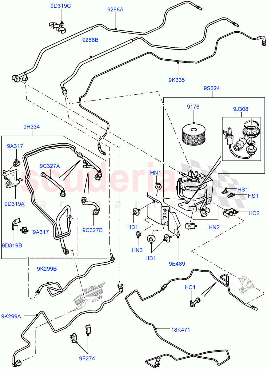Fuel Lines (Lion Diesel 2.7 V6 (140KW)) ((V) FROM7A000001, (V) TO9A999999) of Land Rover Land Rover Range Rover Sport (2005-2009) [2.7 Diesel V6]