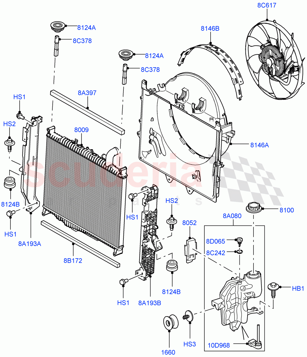 Radiator/Coolant Overflow Container (3.0L 24V DOHC V6 TC Diesel) ((V) FROMAA000001) of Land Rover Land Rover Range Rover Sport (2010-2013) [3.0 Diesel 24V DOHC TC]