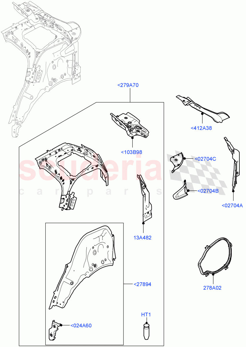 Side Panels - Inner (Middle - Rear, Inner - Rear) (Changsu (China)) of Land Rover Land Rover Range Rover Evoque (2019+) [2.0 Turbo Petrol AJ200P]