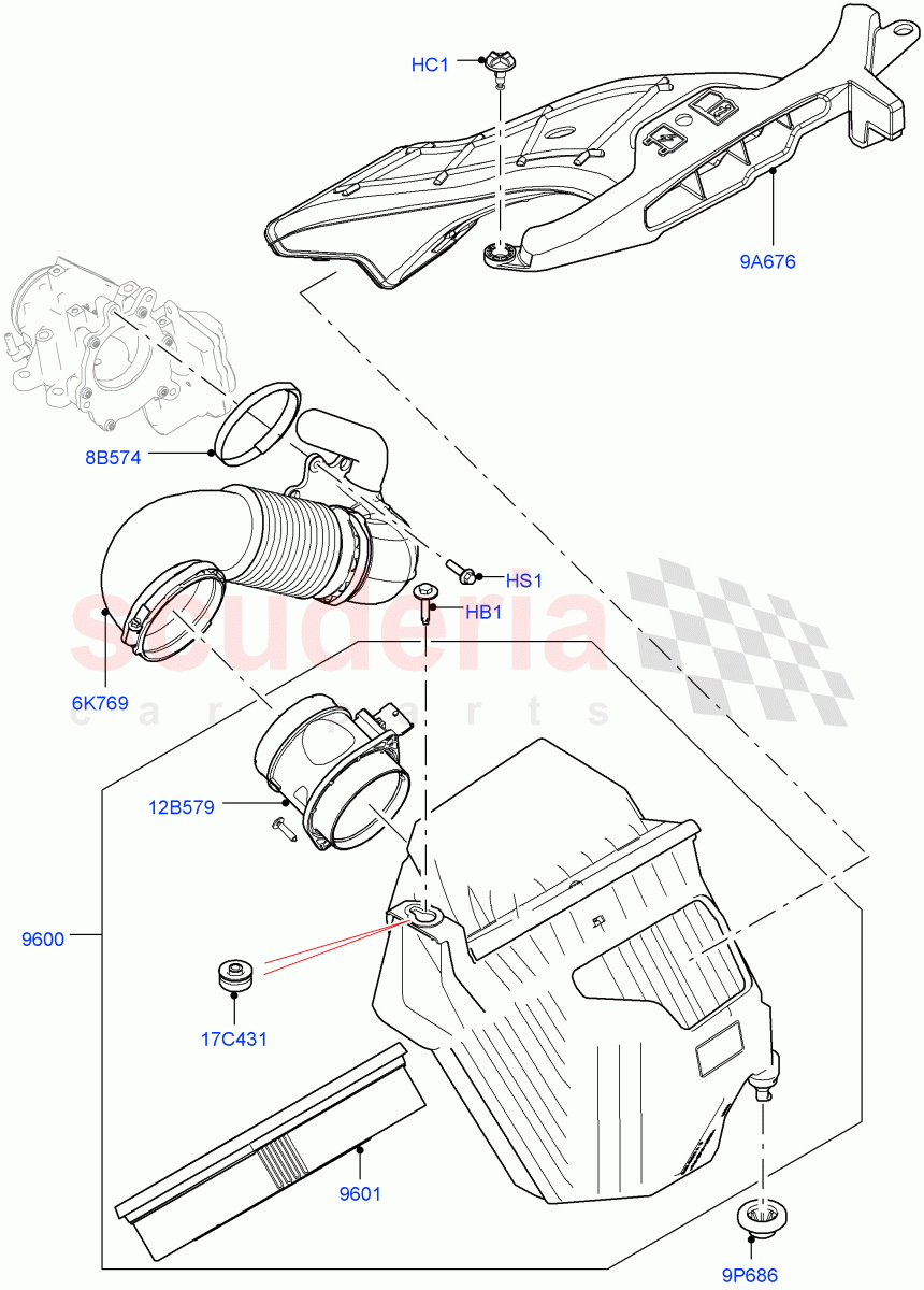 Air Cleaner (2.0L I4 DSL MID DOHC AJ200, Itatiaia (Brazil), 2.0L I4 DSL HIGH DOHC AJ200) ((V) FROMGT000001) of Land Rover Land Rover Range Rover Evoque (2012-2018) [2.0 Turbo Diesel]