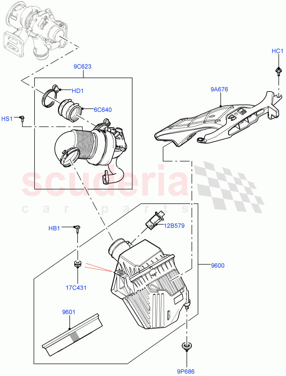 Air Cleaner (2.0L I4 High DOHC AJ200 Petrol, 2.0L I4 Mid DOHC AJ200 Petrol, 2.0L I4 Mid AJ200 Petrol E100) ((V) FROMJH000001) of Land Rover Land Rover Discovery Sport (2015+) [2.0 Turbo Petrol AJ200P]