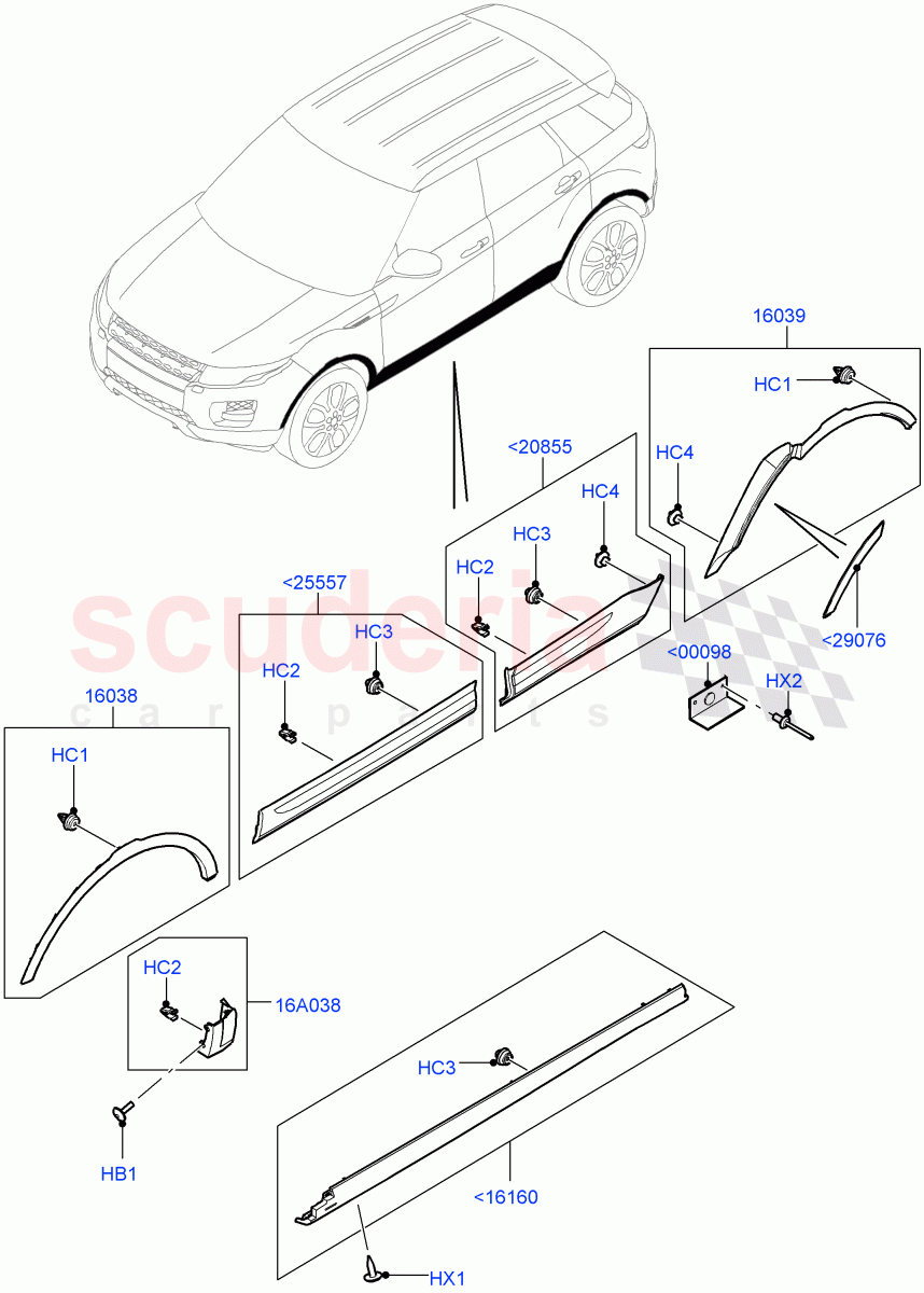 Body Mouldings (Itatiaia (Brazil)) ((V) FROMGT000001) of Land Rover Land Rover Range Rover Evoque (2012-2018) [2.0 Turbo Petrol AJ200P]